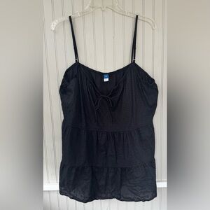 Old Navy Black Relaxed Tiered Babydoll Camisole polka dot XL Tall